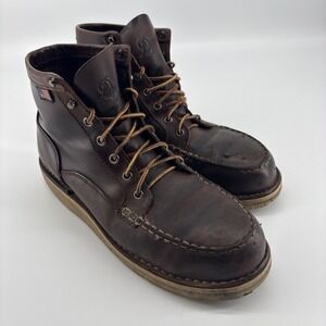 Danner Bull Run Mens Brown‎ Leather Moc Toe Work Boots Made in USA Oil Resistant